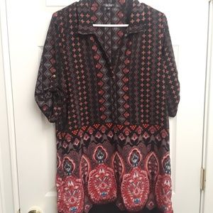 Beautiful Sheer Print Shirt Dress